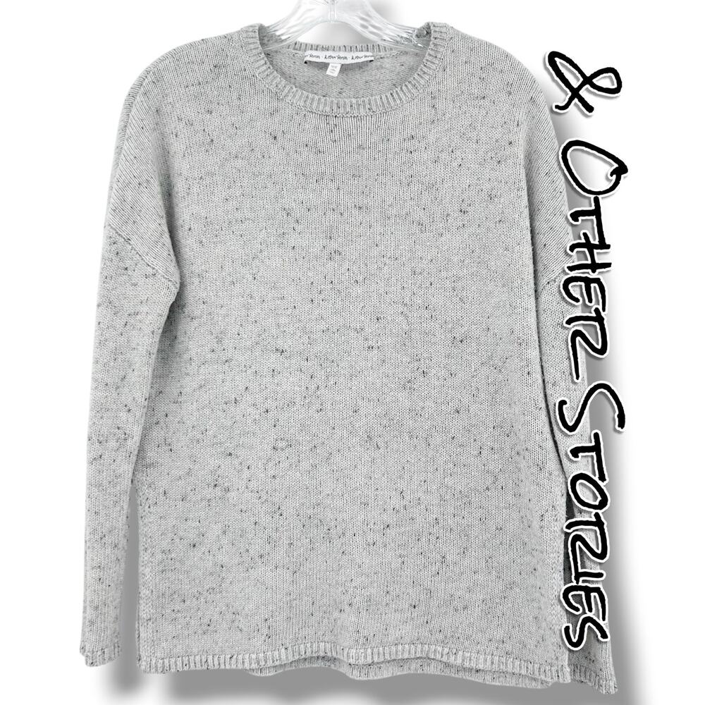 & Other Stories Speckled Wool Blend Crewneck Sweater Gray XS Scandinavian Nordic